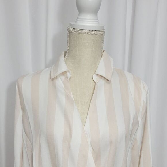 HYFVE striped wrap blouse Sz M Tan - Picture 12 of 13